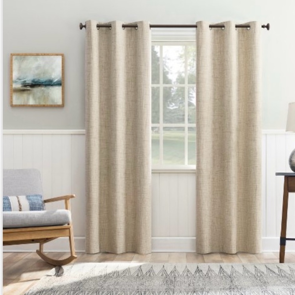 40”x84” blackout window panel sun zero beige crosshatch nickel grommets Arlander